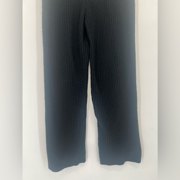 H&M Rib Knit Wide Leg High Rise Trousers In Black - Picture 2 of 8